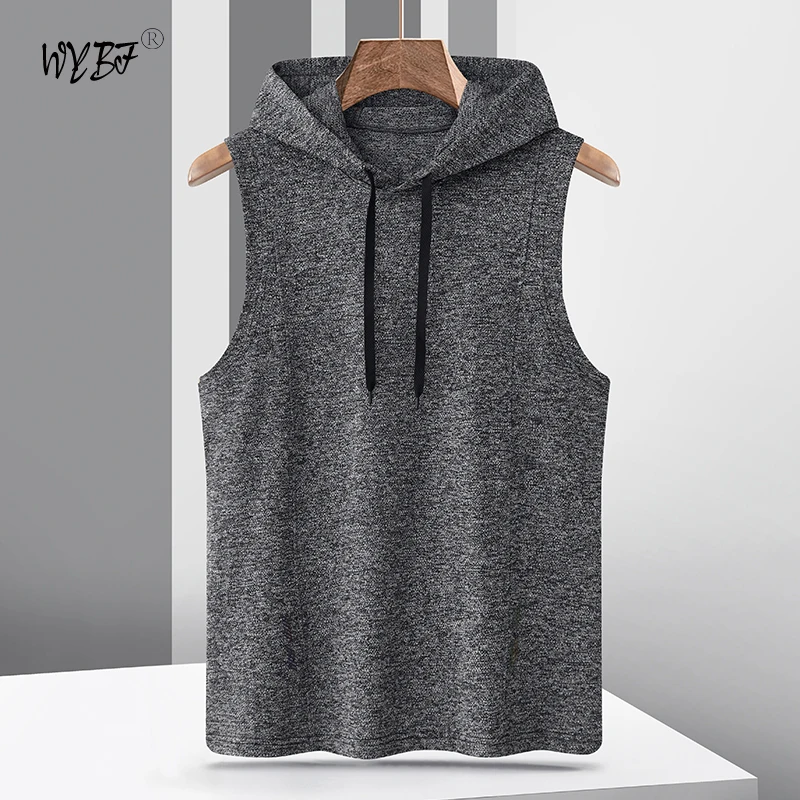 

Outdoor Hooded Mountaineering Vest Summer Sportswear Elastic Breathable Casual Lightweight Quick Drying Sleeveless T-Shirt