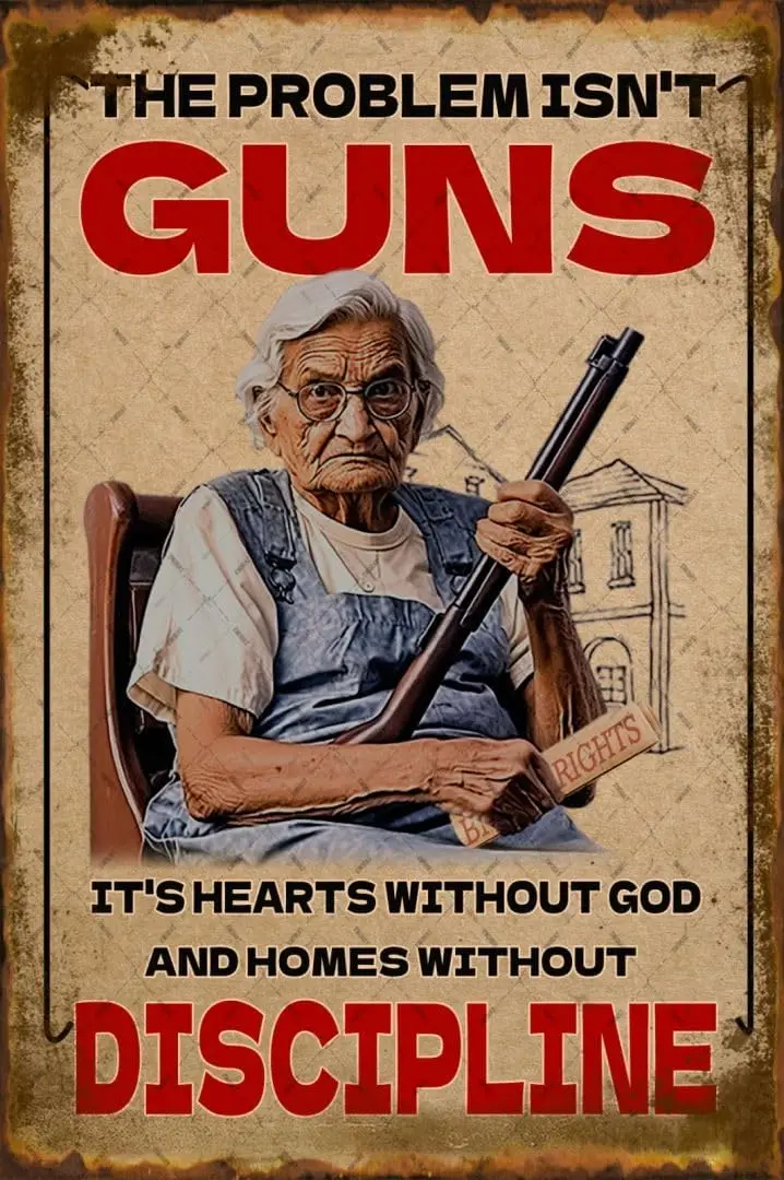  The Problem Isnt Guns Funny Metal Tin Sign Vintage Retro Decorations Wall Art Posters Decor 