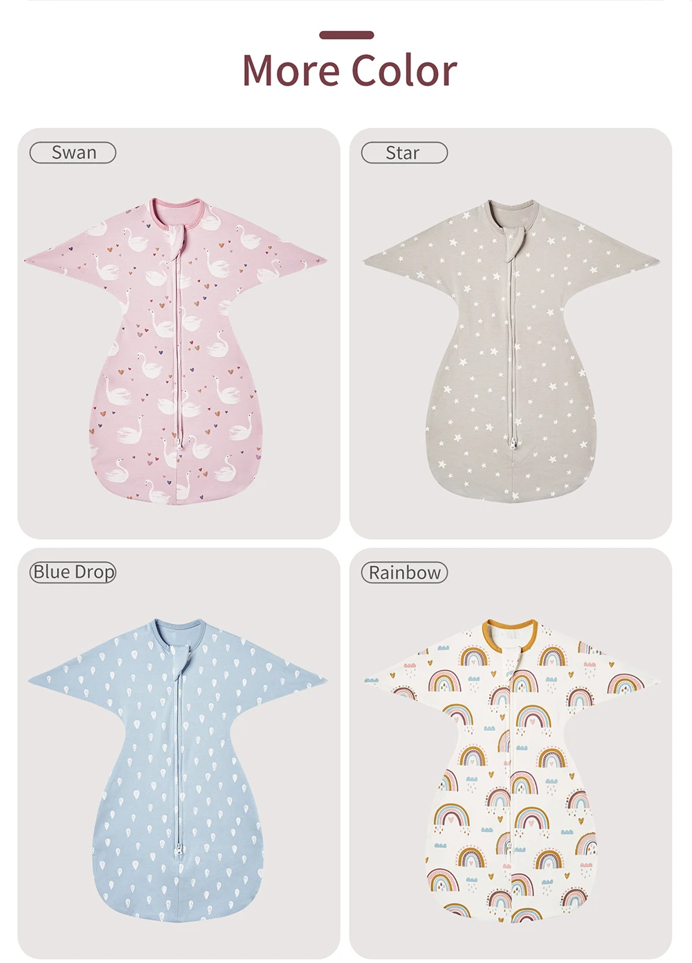 INSULAR 아기 면화 침낭 신생아 충격 방지 Sleepsacks 제기 손 항복 담요 유아 만화 Anti-startle Jump