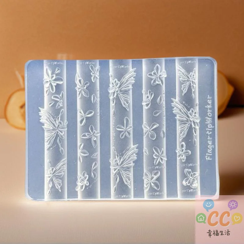 قالب أكريليك ثلاثي الأبعاد على شكل قلادة فرنسية باروكية، فن أظافر على شكل زهرة فراشة DIY، قالب مانيكير شفاف بتصميم قلب