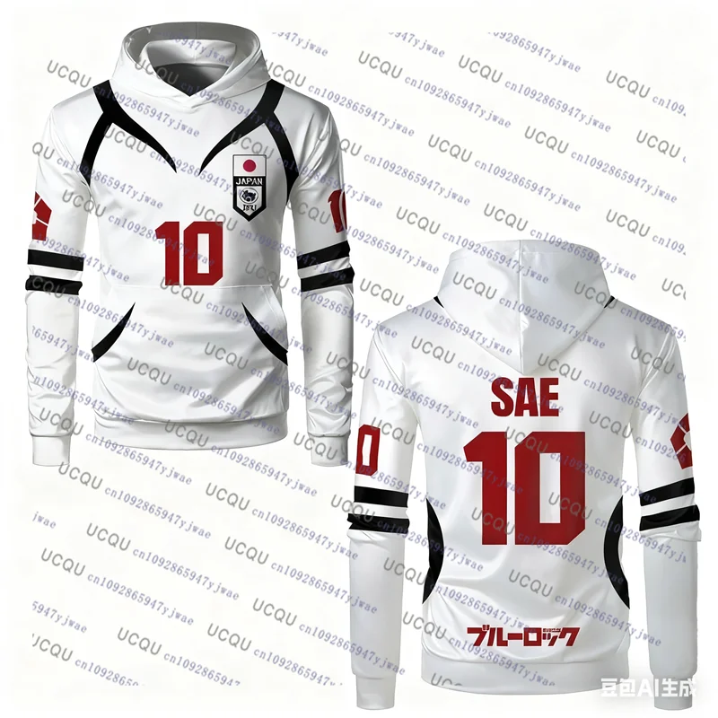 Sudaderas con capucha del equipo U20 de Anime Blue Lock para hombre, sudaderas holgadas de manga larga con capucha para Cosplay de personajes, Otoño e Invierno