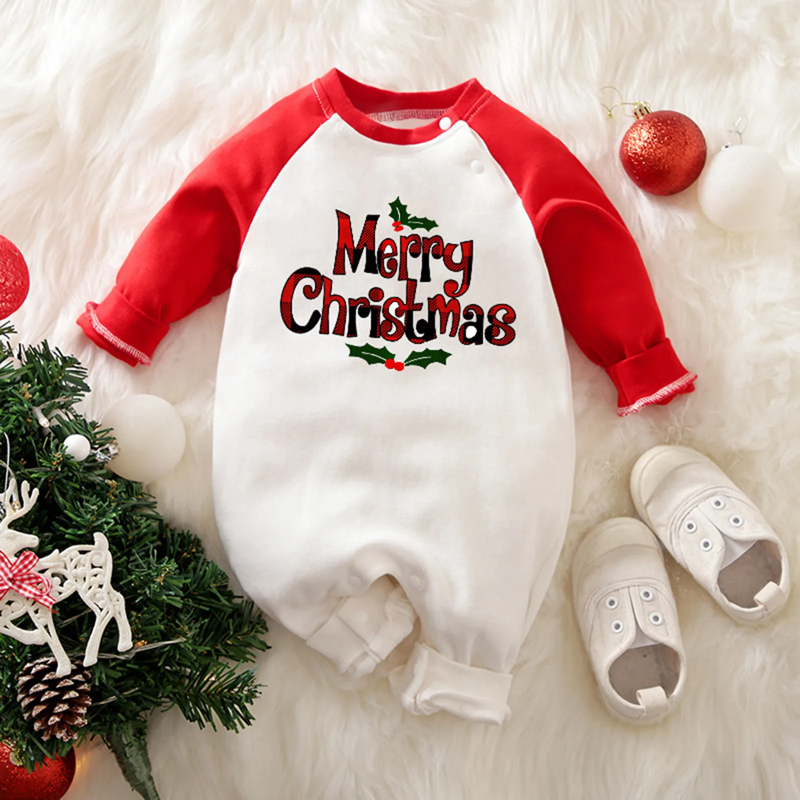 2024 New Year's Costumes For Newborns Jumpsuit Autumn Winter Kids Boys Girls Clothing My First Christmas Baby's Warm Rompers