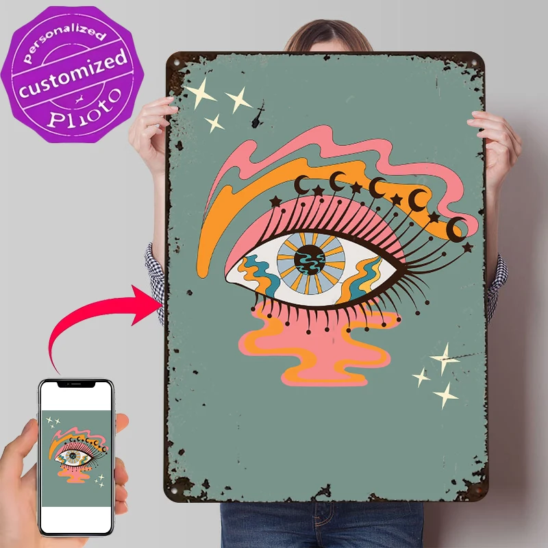 Cosmic Eye 3D Texture Metal Poster Customized Wall Art Retro Vintage Tinplate Signs for Interior Accessories Custom Plate House