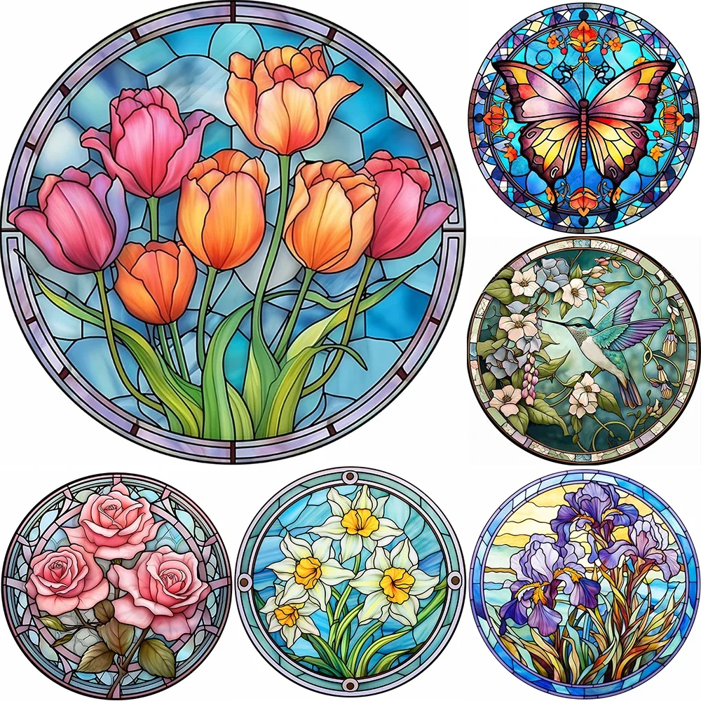 5D DIY Diamond Painting Colored Glass Flower Embroidery Round Diamond Mosaic Animal Cross Stitch Art Home Decoration Gift