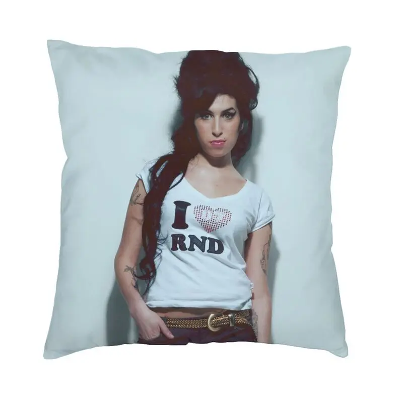 Custom Cute Amy Winehouse Square Throw Pillow Case Home Decorative 3D Two Side Printed Singer Cushion Cover for Car