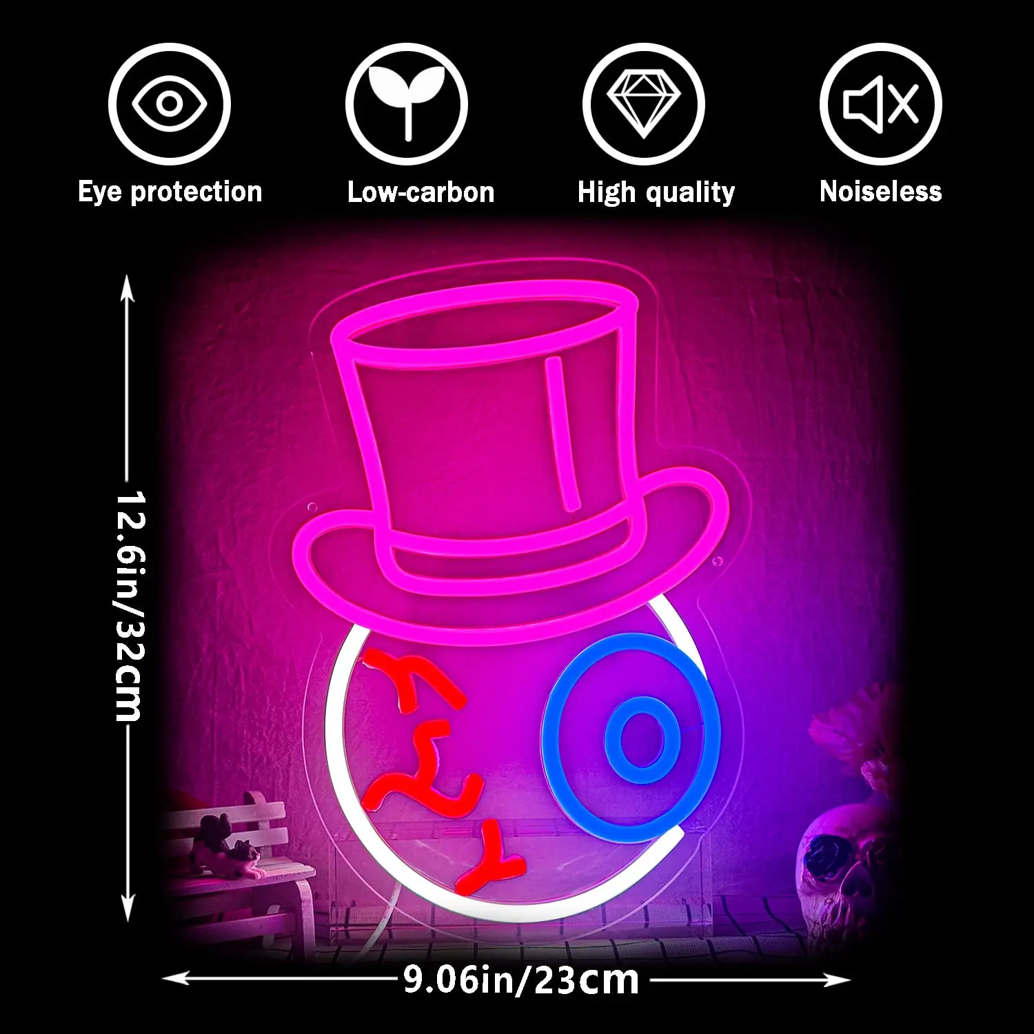 Eyeball LED Neon Sign for Wall Decor Gothic Haunted House Light Dimmable Switch for Windows Bedroom Halloween Party Decor