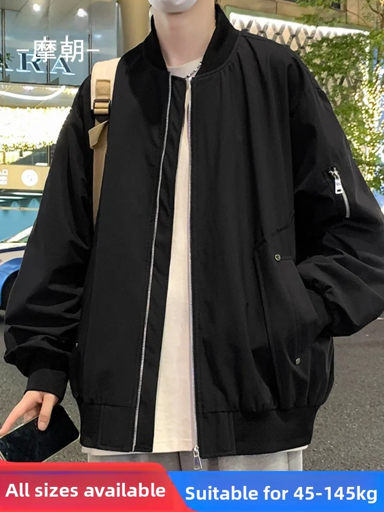 

MoChao Spring Autumn Large Size Jaet Men's Trendy Baseball Sle Spor Unlined Outerwear Long Sve Zipper Closure Anti-Wind