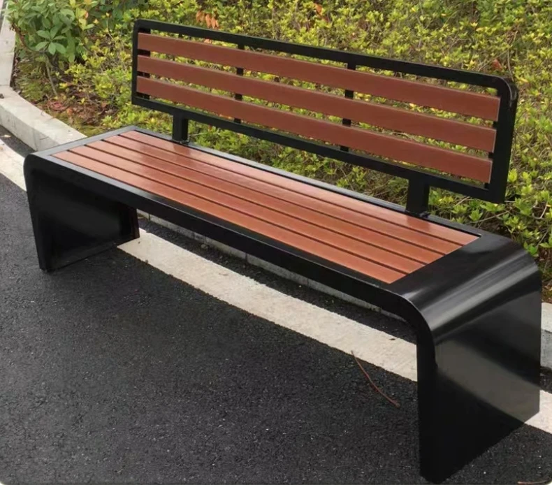 Modern Eco-Friendly Iron Outdoor Park Bench with Backrest for School Hospital Hotel Gym Mall Dining Villa & Living Room Use