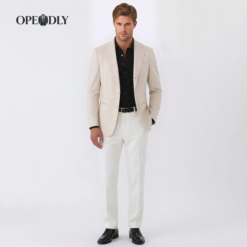 

OPEODLY Men's Slim Fit 3 Piece Tuxedo Suit One Button Blazer Jacket Vest Pants Set for Formal Wedding Business Occasions