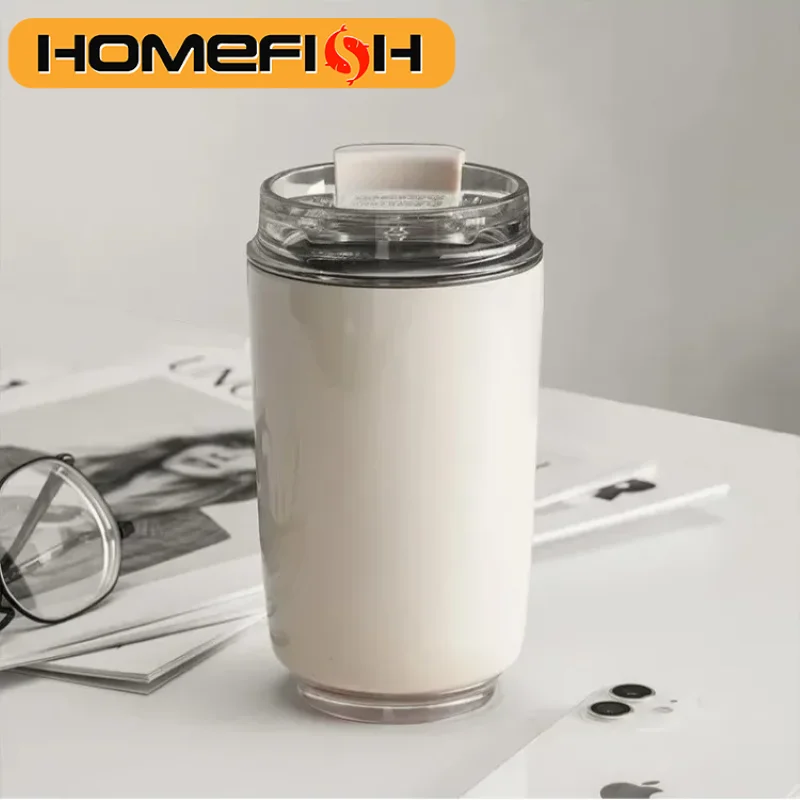 D14 Tumbler Thermos Mug Milky White Coffee Mug Car Thermos Water Bottle Travel Stainless Steel Vacuum Bottle Drinking Jug