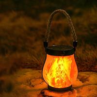 USB Rechargeable Camping Light Solar Flame Lights IPX4 Waterproof 800 Lumens 1200mAh Hanging Lantern Outdoor Lights