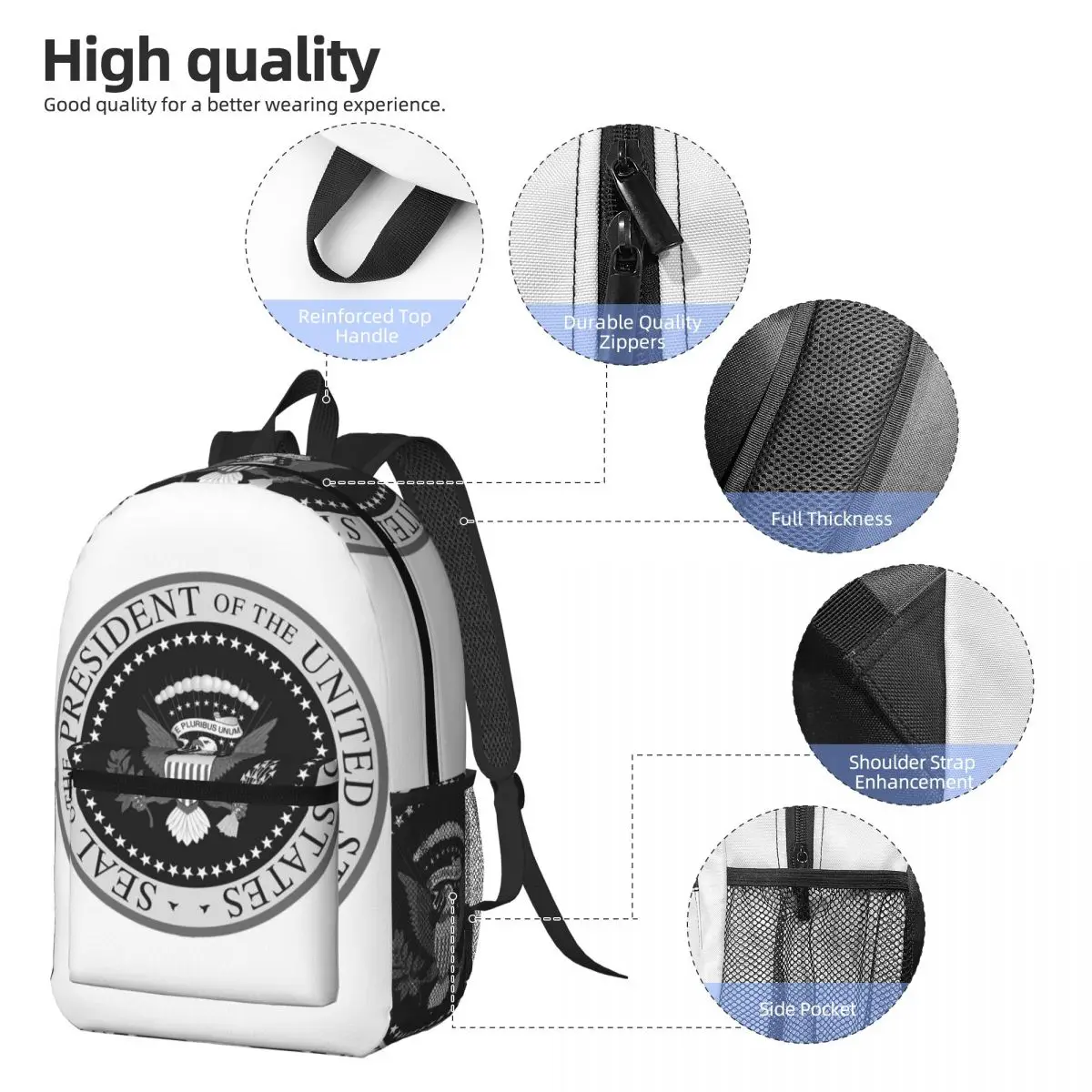 Seal Of The President Of The United States Backpack Boys Girls BookBag Kids School Bag Computer Shoulder Bags for Men Women