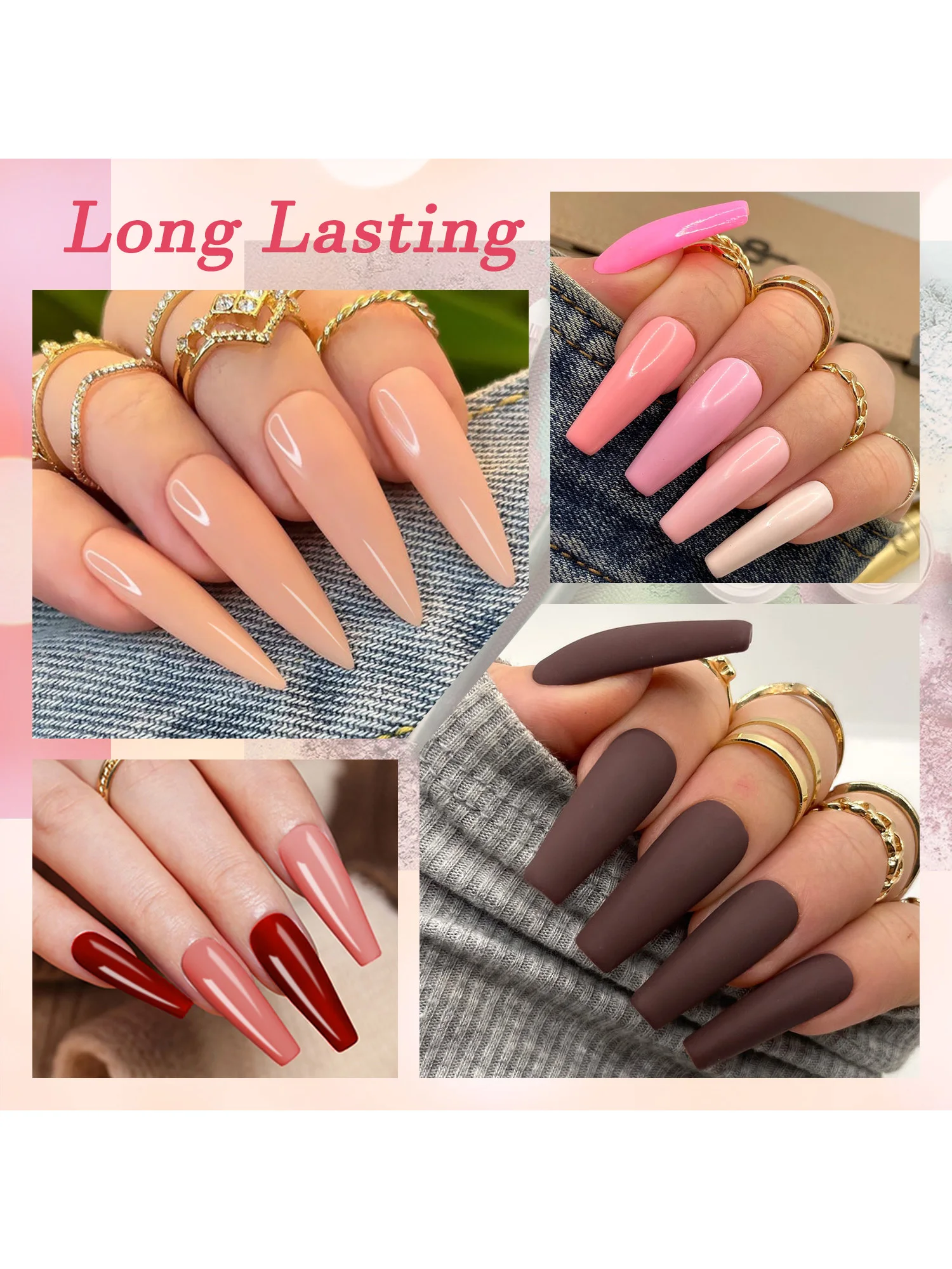    0.5 Oz/14G Grote Capaciteit Naakt Roze Dompelen Nagelpoeder Fonkelende Nagel Glitter Stof Natuurlijke Droge Franse nagels Art Decoratie - afbeelding 2