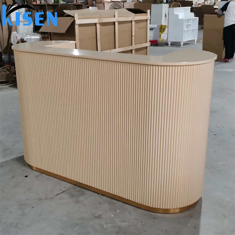 

Kisen Beauty Salon High Quality Front Nude Spa Reception Desk Modern Bar Cashier Counter For Nail Beauty Salon
