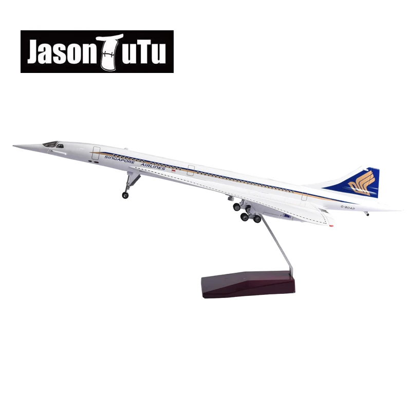 

JASON TUTU 50cm Resin Diecast Singapore & British Concord With Light & Wheel Plane Model Airplane Model Aircraft Dropshipping