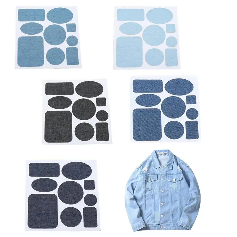 Denim Fabric Repair 5pcs Jean Fabric Patches Decorative Denim Patches Flexible Colorful Jacket Patch Wear-Resistant Couch Fabric