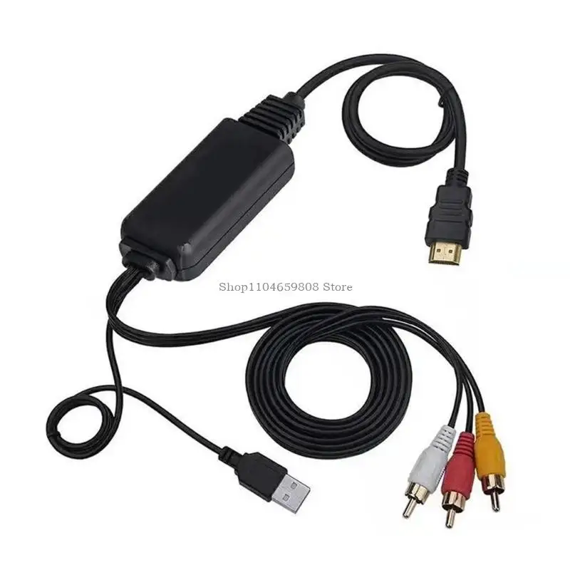 HDMIS إلى AVS 3RCA Converter Cable 1080p دعم الدقة لجهاز الكمبيوتر المحمول للكمبيوتر الشخصي مع نقل إشارة الفيديو Audios USB #3