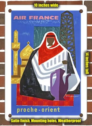 METAL SIGN - 1962 French Airline Middle East - 10x14 Inches