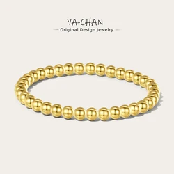 YACHAN High Quality Stainless Steel Beaded Bracelets for Women Charms Round Bead Bracelet Simple Trendy Charm Jewelry