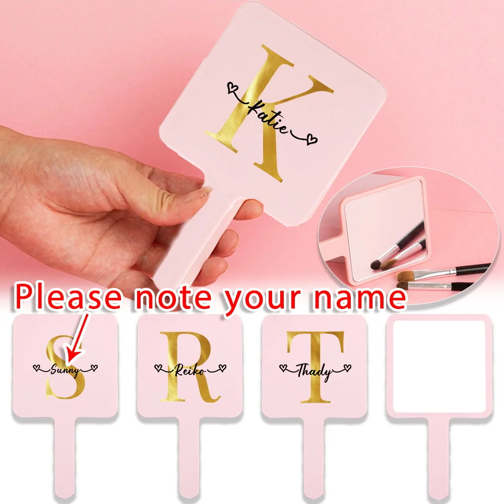 Customized Name Handheld Makeup Mirror Portable Vanity Mirror Personalized Compact Mirror Beauty Tools Engraved for Travel Use