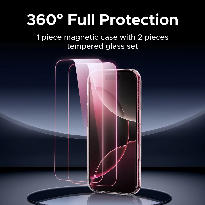Magnetyczne etui UGREEN i szklany ochraniacz ekranu do iPhone'a 18 17 16 15 14 Pro Max, etui na iPhone'a 18Pro, zestaw etui Macsafe. — zdjęcie produktu 5