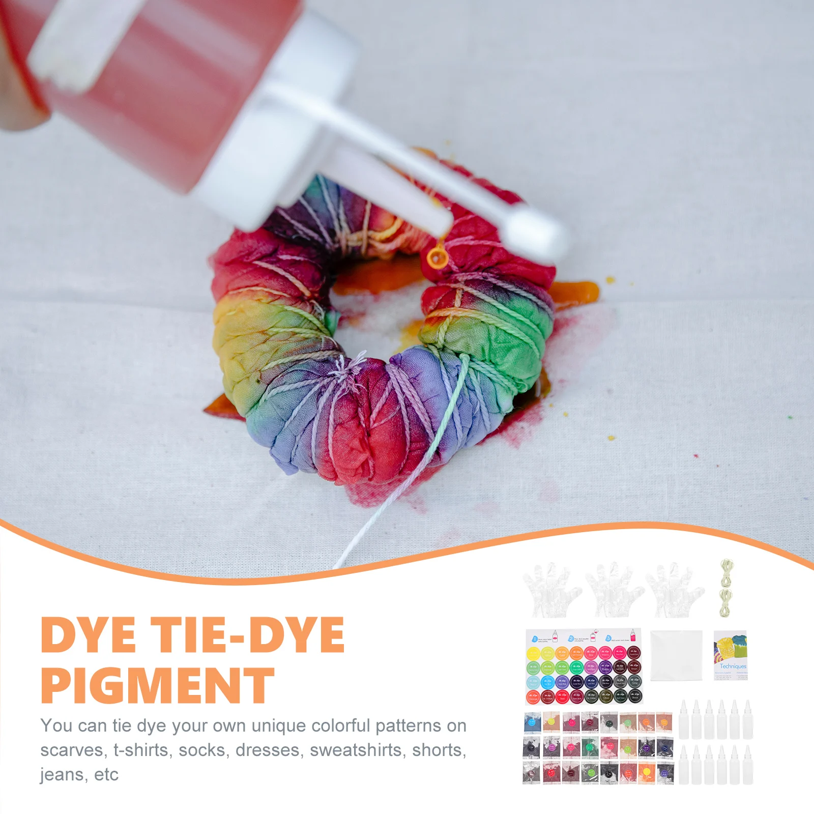 

Tie Dye Powder Kits 10 Packets Rubber ABS Great Cotton Rayon Party Kit Kids Safe Scentless Bright Washable Sewing