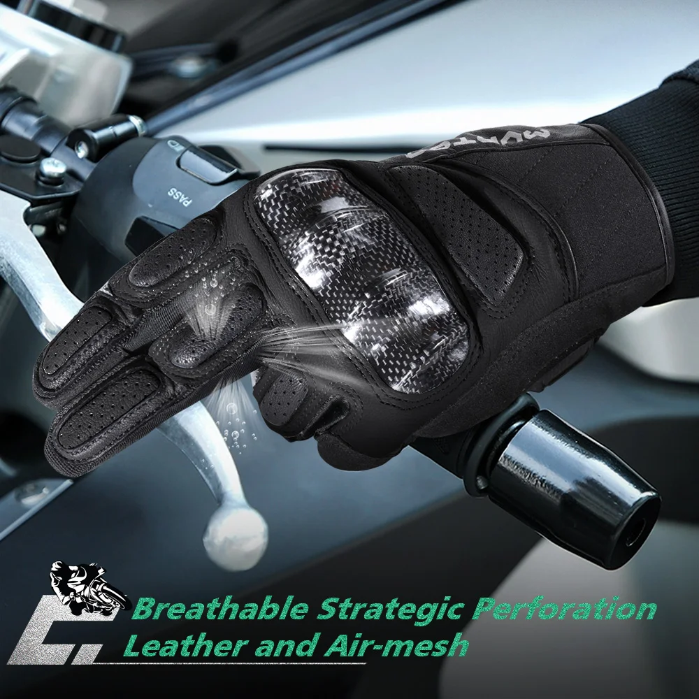 Touch Screen Cycling Gloves Leather Motocross Racing MTB Mountain Bike Motorcycle Bicycle Sports Hiking Anti-skid Gear Men Women