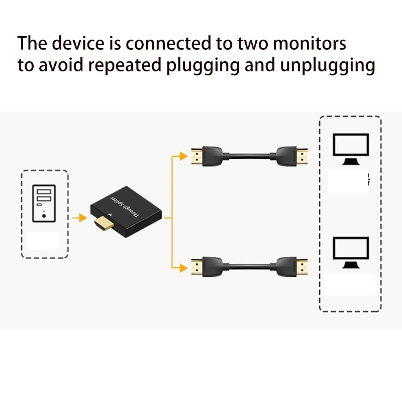 HDMI อะแดปเตอร์1ถึง2 Way หอพักสำนักงาน Splitter อะแดปเตอร์ชายหญิงคู่สำหรับแล็ปท็อป k1KF