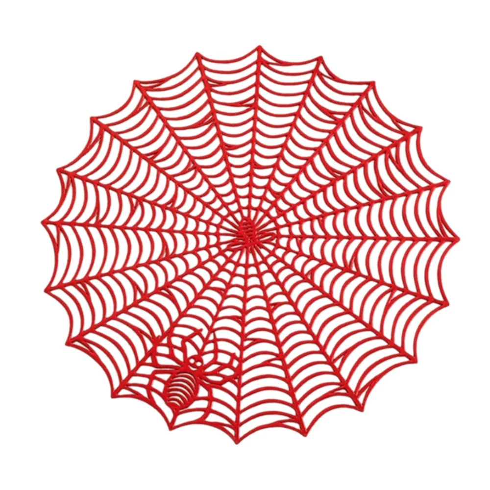 4PCS Non-slip Halloween Spider Web Placemat PVC Hollow Out Spider Web Coaster Waterproof European-style
