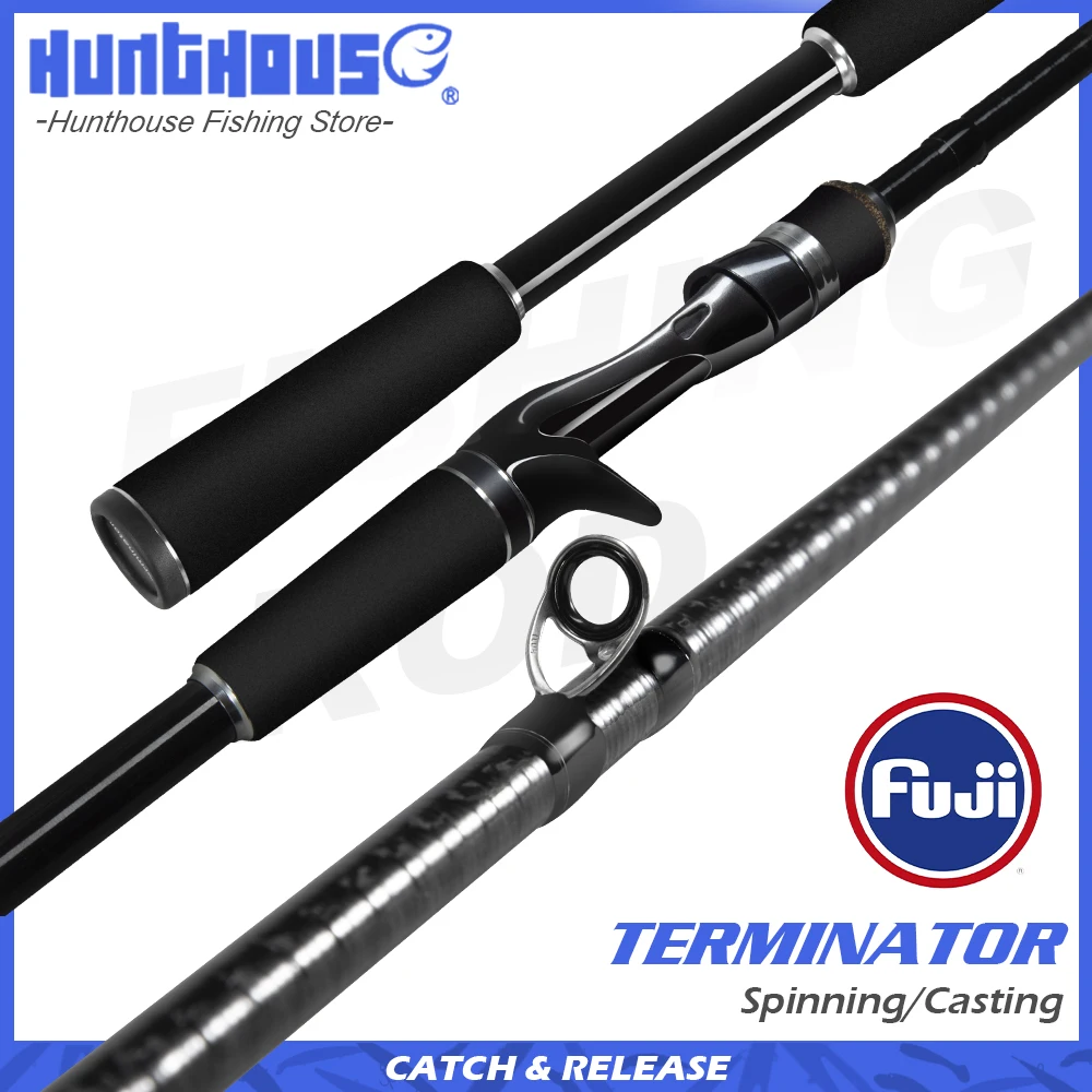 

Hunthouse Fishing Rod Carbon Fiber Fuji Guide 1.96m/2.01m/2.13m Spinning Casting M/L/ML 2 Sections Fish Complete Kit Bass Carp