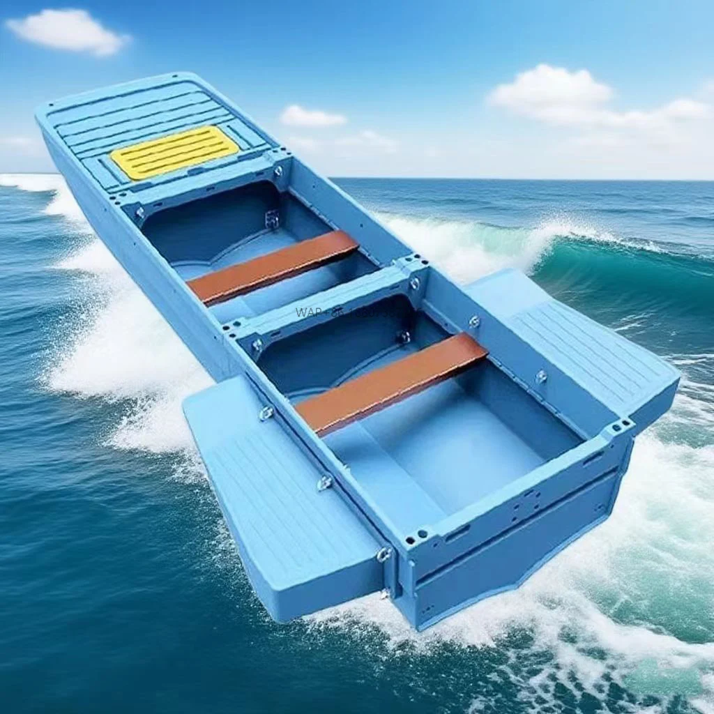 قارب صيد صغير محمول قابل للتكديس من البلاستيك قابل للطي من الألياف الزجاجية والألومنيوم قارب صيد قابل للطي من البولي إيثيلين