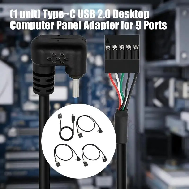 96BA USB Type C to 9-Pin USB2.0 Mainboard Header Cable 50Cm for Desktop Front Panel Link and Internal Case Wiring Use