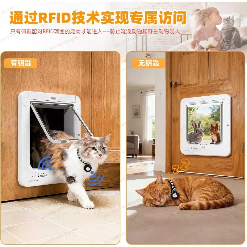 Smart Cat Door Automatic Sensing Smart Cat Flap with Collar Activated Easy Installation Pet Door for Home