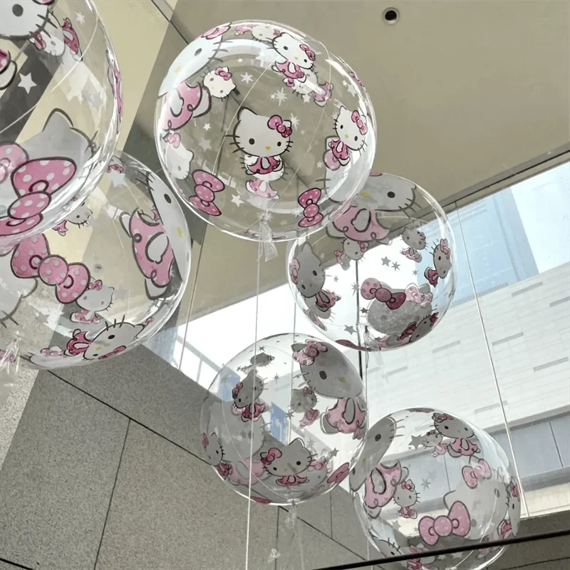 Kawaii Hello Kitty My Melody Cinnamoroll Printed Transparent Balloon Cartoon Birthday Party Wedding Decoration Kids Gift Toys