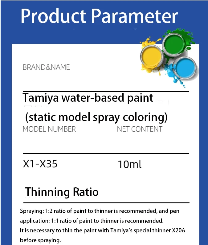 Imagem -03 - Pigmento à Base de Água para o Modelo Tamiya Coloring x Gloss Series 10ml X1-x18 3g