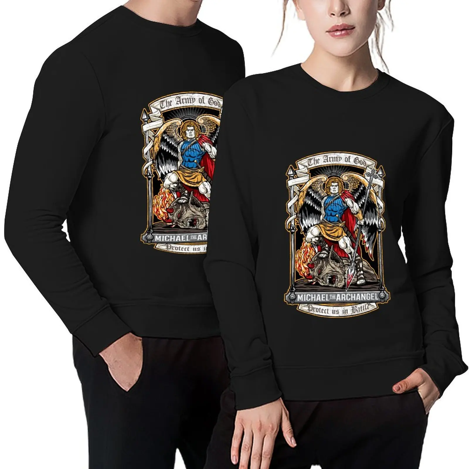 

Saint Michael the Archangel Pullover korean clothes autumn clothes for men anime clothing sweatshirt men