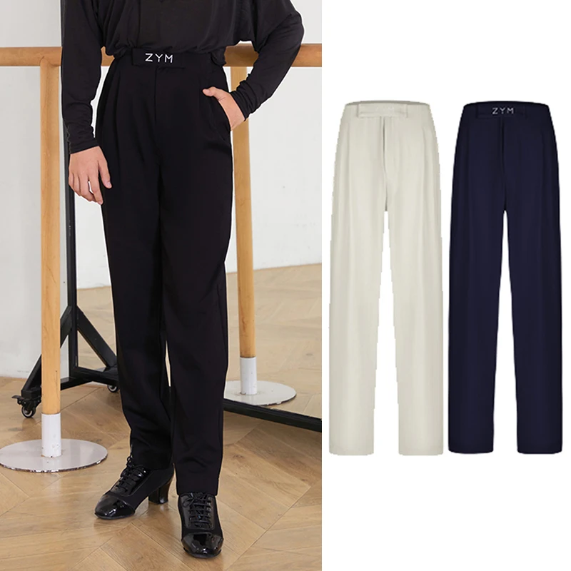 

ZYM Male Latin Dance Pants Boys Men Latin Dance Wear Cha Cha Rumba Ballroom Dance Competition Clothing Practice Trousers NV21755