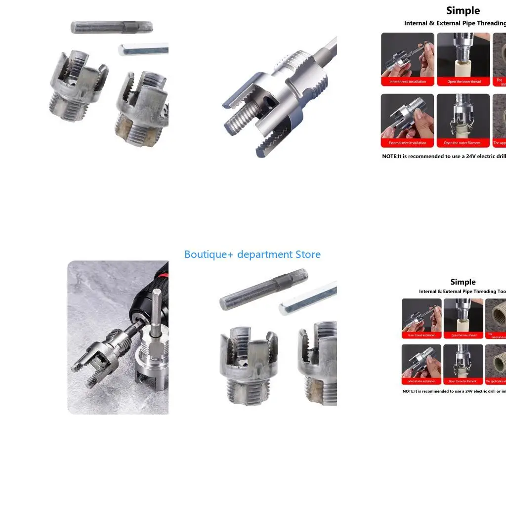 E1PD Plumbing Threaders Set For 1/2Inch And 3/4Inch Pipes Carbon Steel Hexagonal
