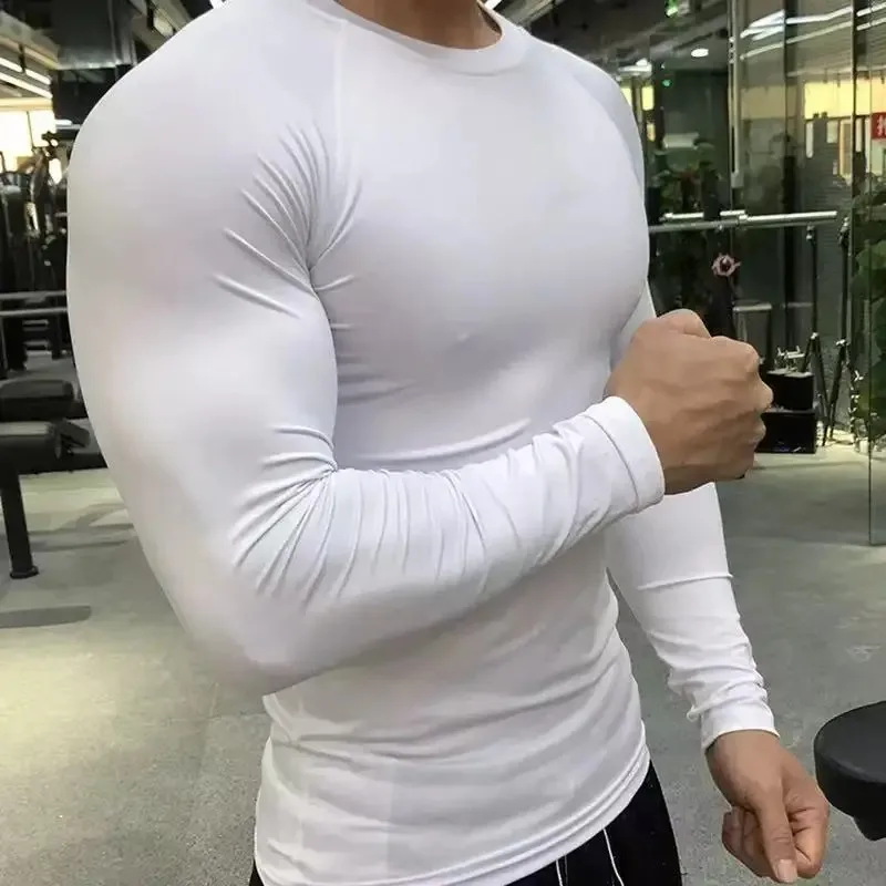 

Men Sport T-shirt Quick Dry Bodybuilding Running Shirt Long Sleeve Compression Top Gym T Shirt Men Fitness Tight Cool Top