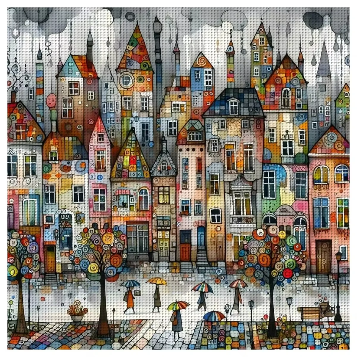 

Overcast Day City Scenery 500PCS/1024 PCS Jigsaw Puzzles Challenging Family Activity Game for Gameroom Bedroom Home Decor Gift