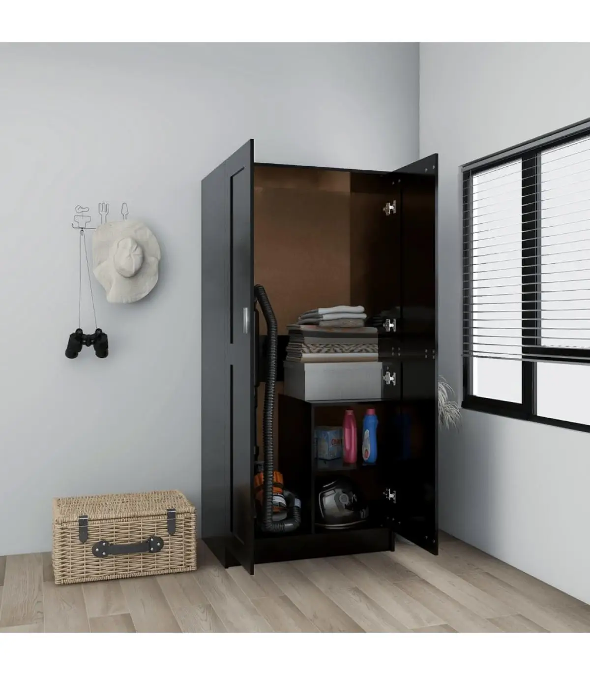 Wardrobe wardrobes black plywood wardrobe 82,5x51,5x180 cm