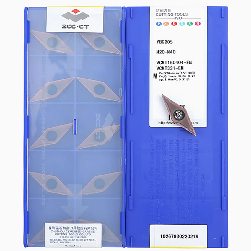 

VCMT160404-EM YBG205/VCMT160408-EM YBG205/VCMT160404-EM YBM153/VCMT160408-EM YBG202 ZCC.CT CNC blade carbide insert turning tool