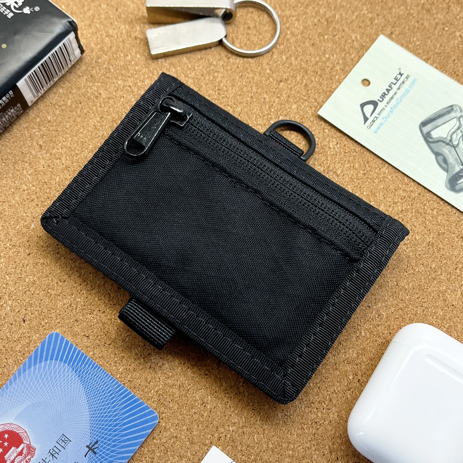 Japanese style Nylon Card Holder with 6 Card Slot Minimalist Style ID Holder Durable Waterproof Wallet with Transparent Pouch
