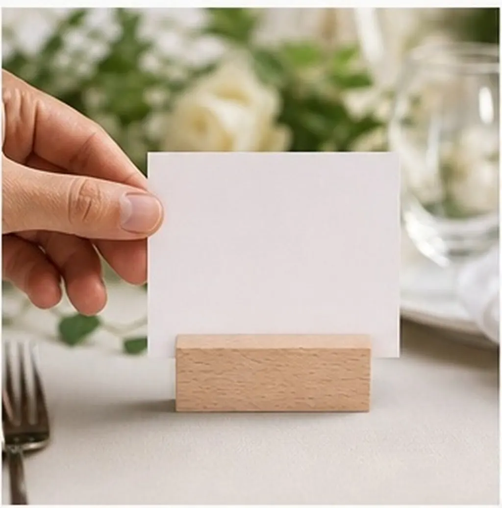 6Pcs Wood Card Holders Table Name Stand Picture Postcard Holder Wooden Desk Organizer for Wedding Birthday Graduation Party