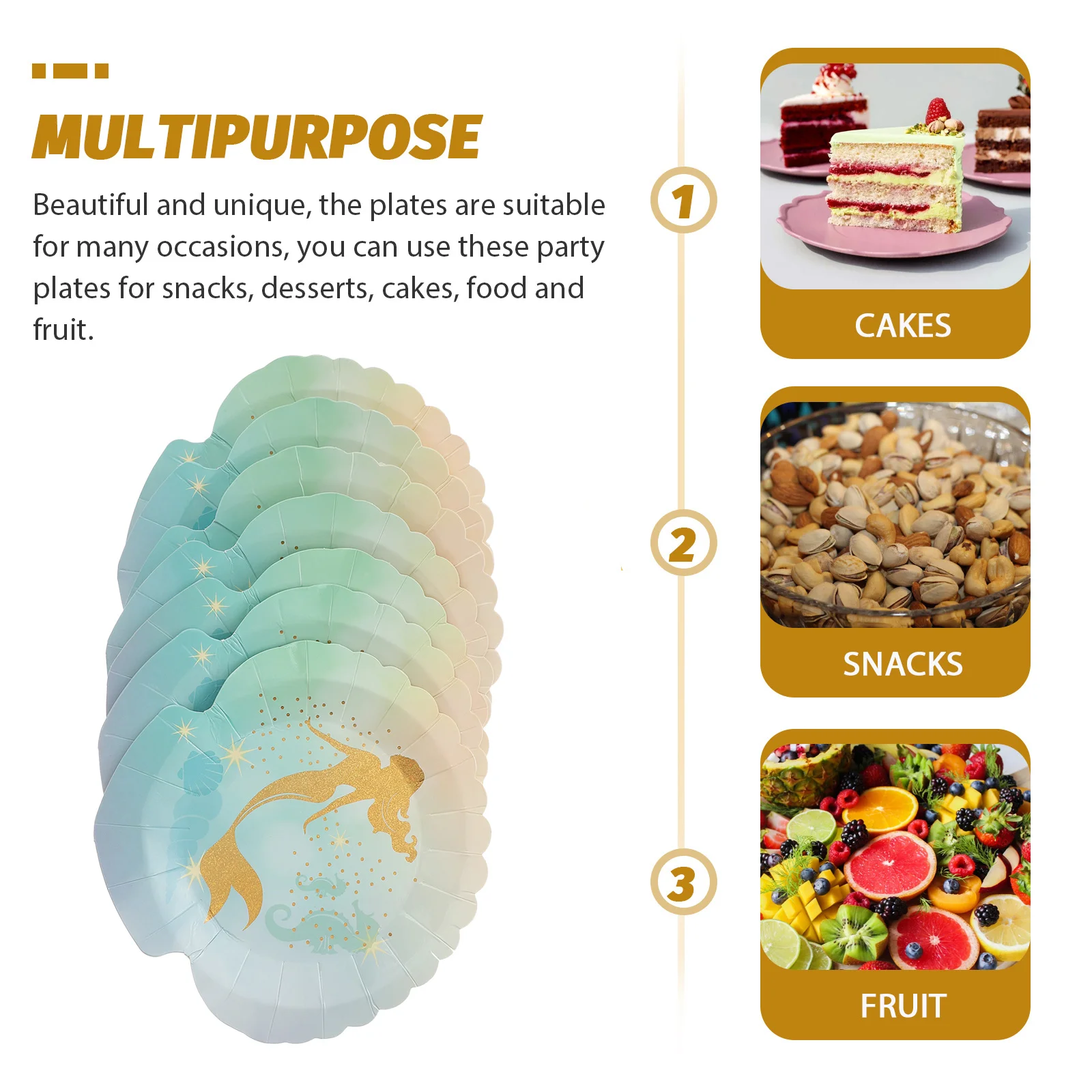 

8Pcs Mermaid Pattern Paper Plates Disposable Tableware Kids Birthday Celebration Party Supplies Decoration Mermaid Plates