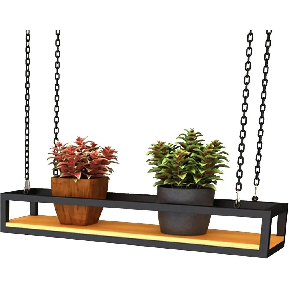 

Подвесные полки для растений в помещении, потолочная полка для вина, декоративное хранилище для растений, книг и бокалов для вина (140x25x15 см)