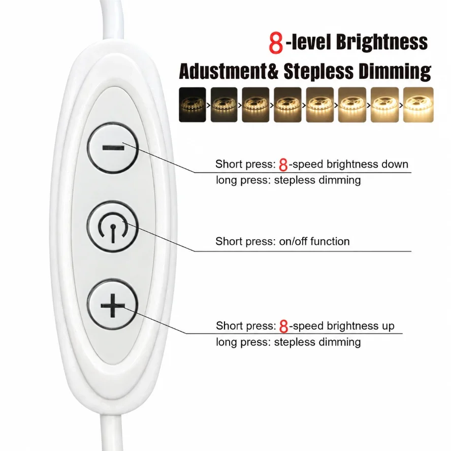 Inline Controller 5V 2A USB Dimmer Switches 8-Level Dimming 3 Key Control Stepless Dimming for Laptop Socket Home Lighting Parts