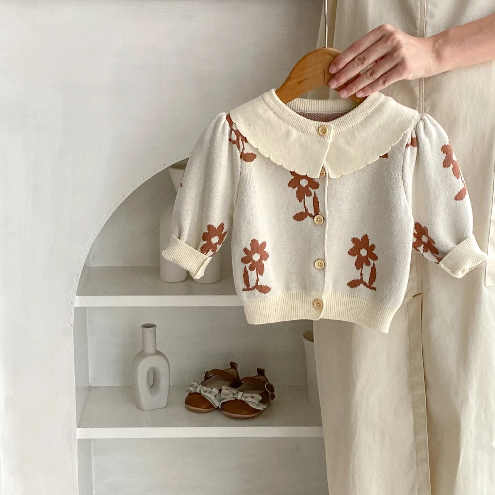 0-3T Flower Baby Girl Sweater Cardigan Newborn Kid Winter Clothes Warm Thick Floral Knitwear Coat Cute Sweet Outfit