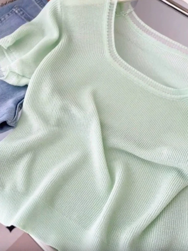 Top casual versatile lavorato a maglia in seta di ghiaccio ort Sve Design estivo da donna morbido e delicato sulla pelle Base Sensation irt Sle coreano