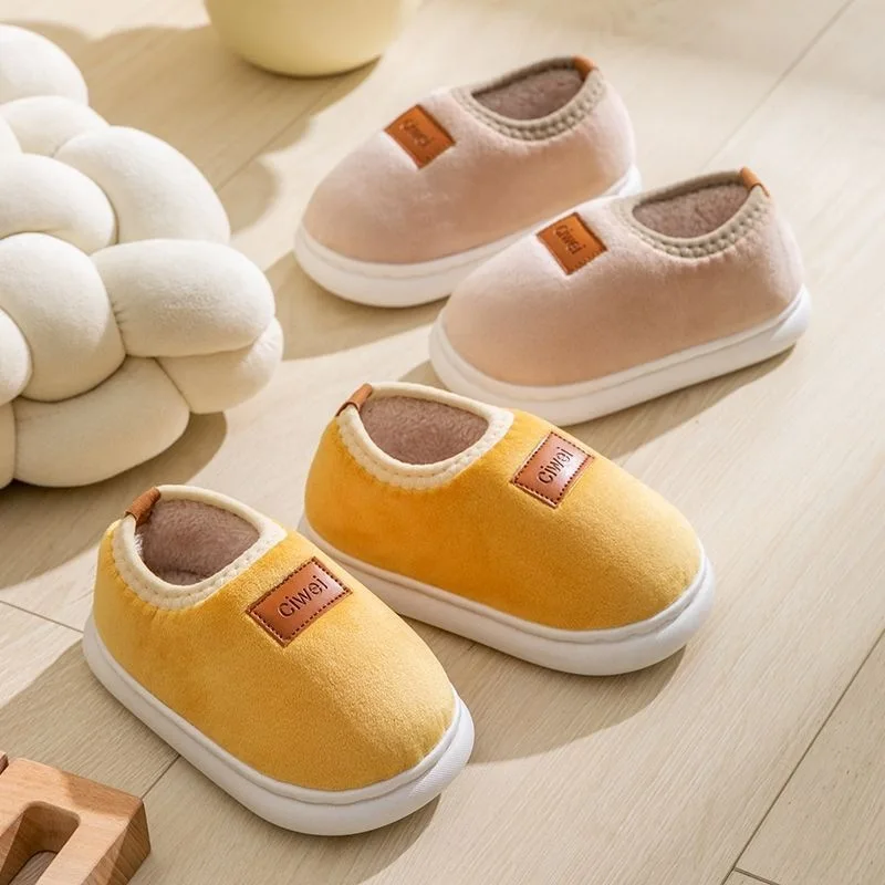 

Autumn Winter Warm Baby Slippers Toddler Plush Floor Indoor Shoes Boys Girls Soft Anti-slip Walking Shoes Indoor Home Shoes
